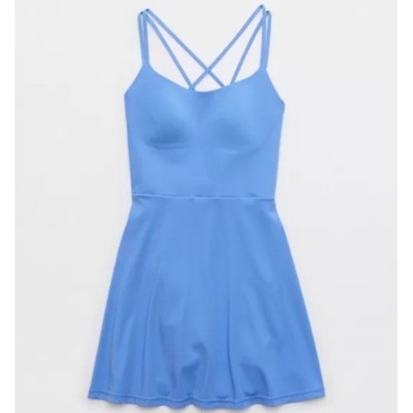 OFFLINE By Aerie Activewear Real Me Hold Up! Strappy Skort Dress Blue EUC - Picture 12 of 12